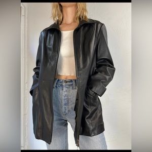 Vintage Leather Blazer with Removable Lining